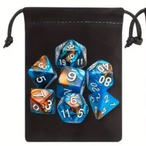 Game Dice in Two Tone Bright Blue & Orange